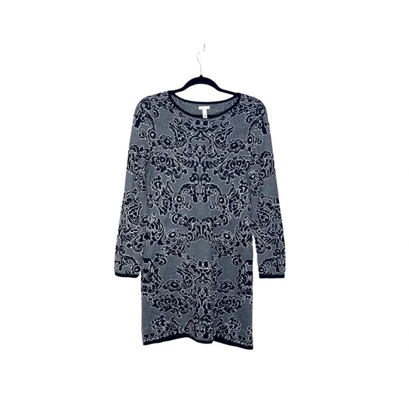 Soma Gray Metallic Jacquard Long Sleeve Knit Mini Dress Small Women’s - Picture 1 of 11